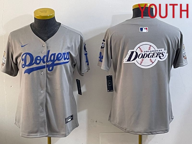 Youth Los Angeles Dodgers Blank Grey Game 2024 Nike MLB Jersey style 12051->youth mlb jersey->Youth Jersey